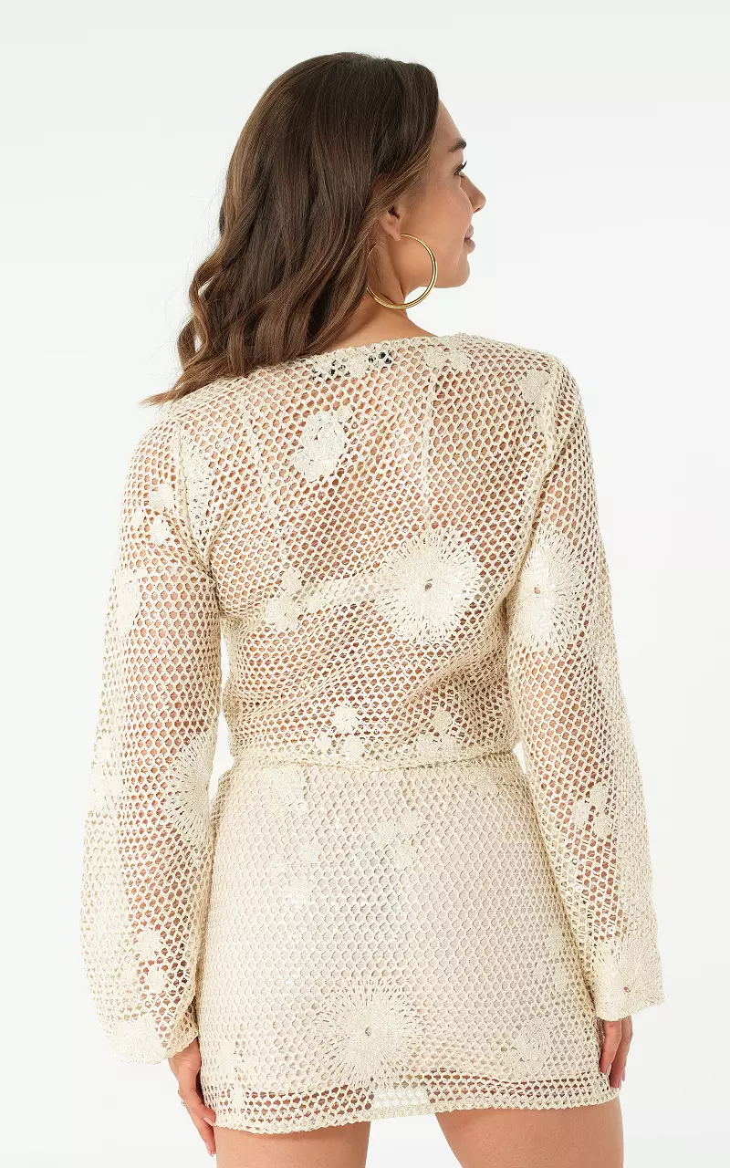Crocheted Glitter Top Cream