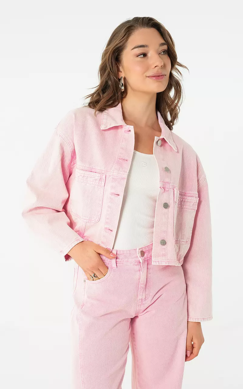 Washed denim jacket Pink