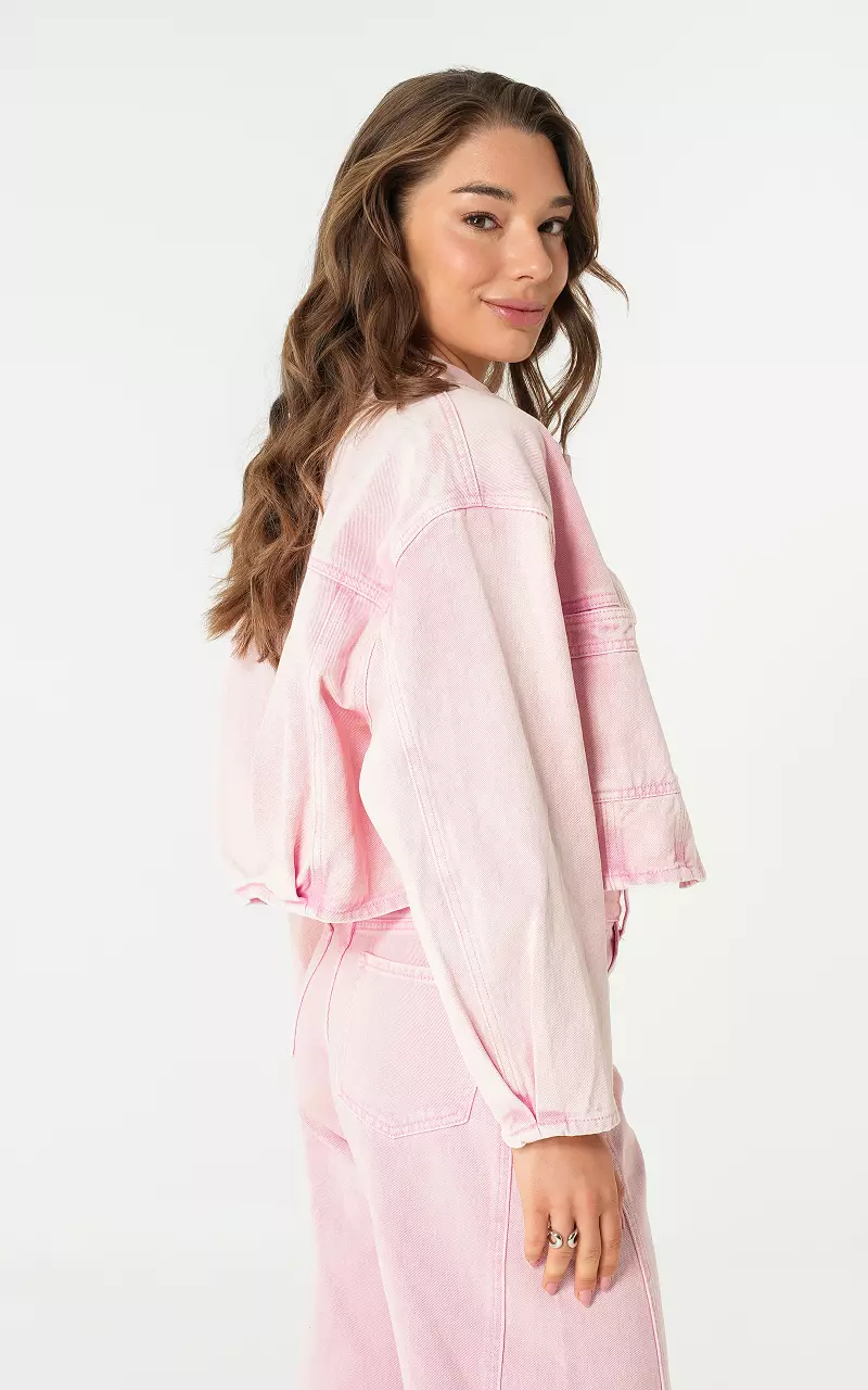 Washed denim jacket Pink