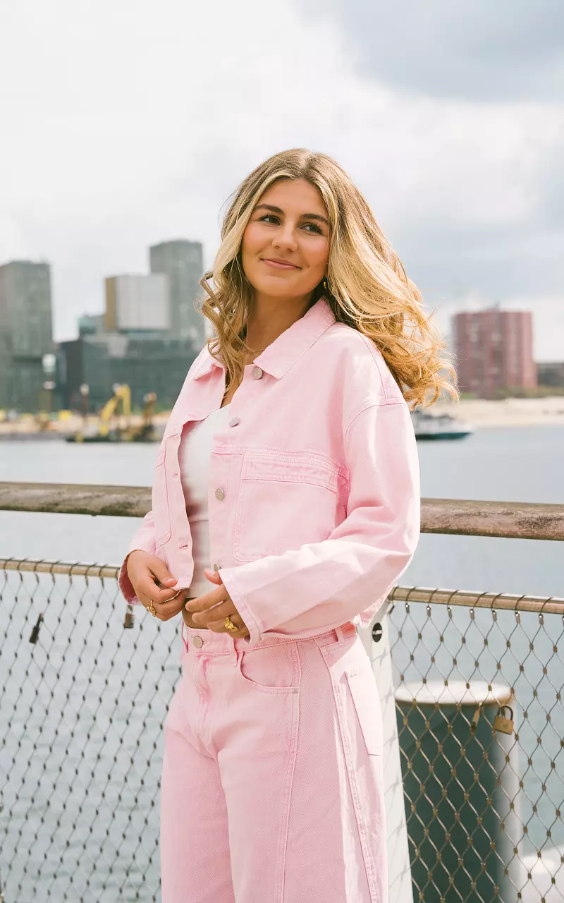 Washed denim jacket Pink