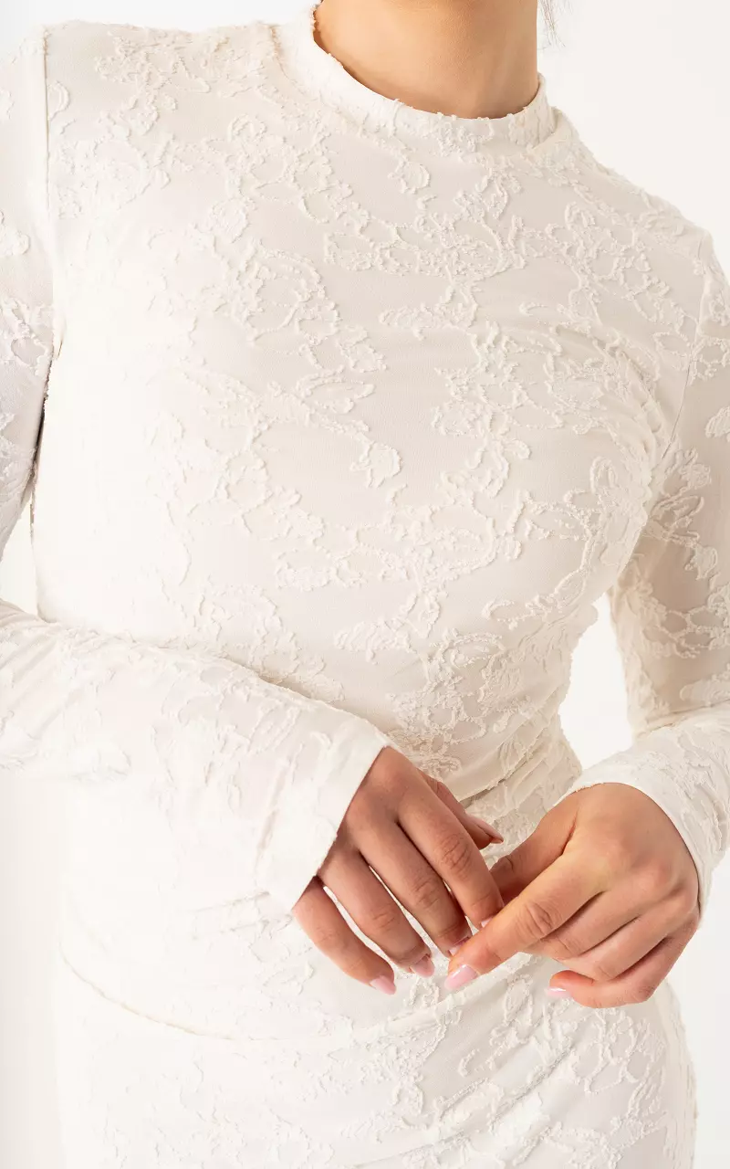 Maxikleid mit Blumen-Muster Weiß