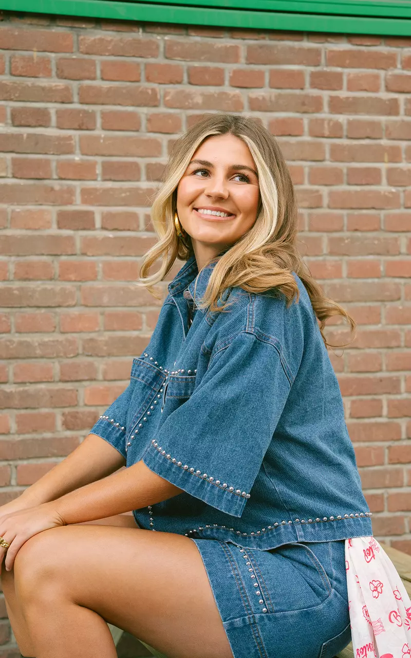 Denim studs blouse Blue