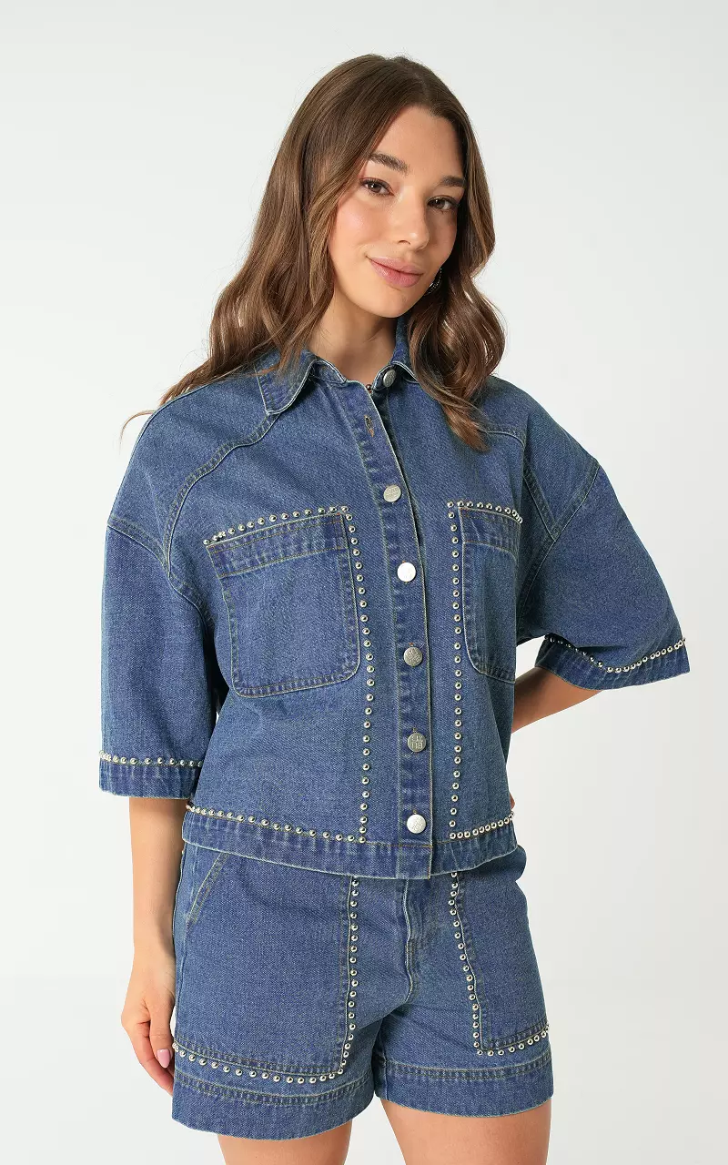 Denim studs blouse Blue