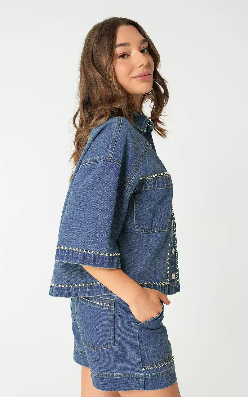 Denim studs blouse Blue