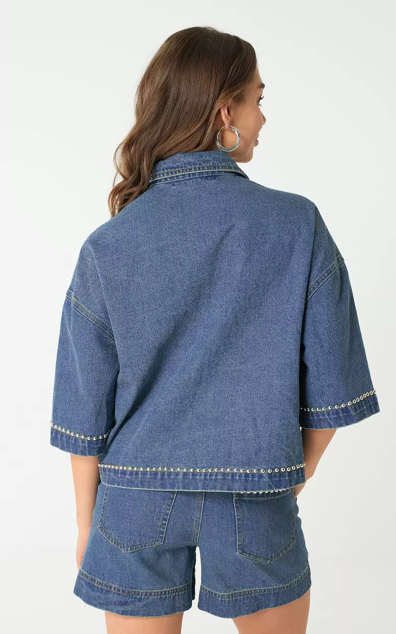 Denim studs blouse Blue