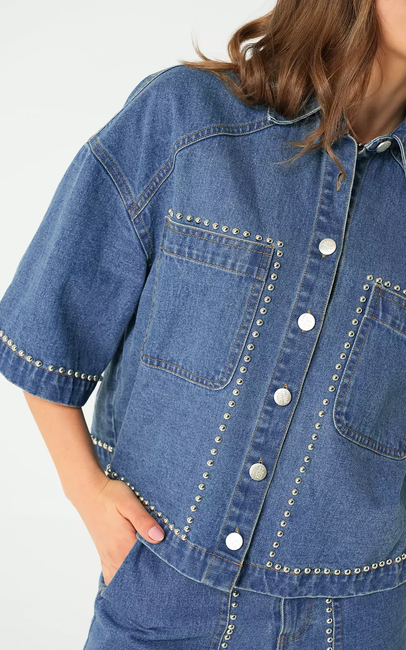 Denim studs blouse Blue