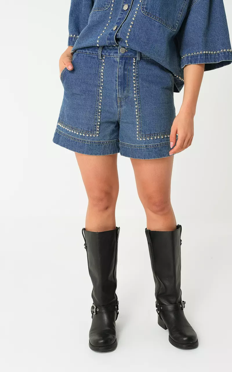 Denim studs shorts Blue