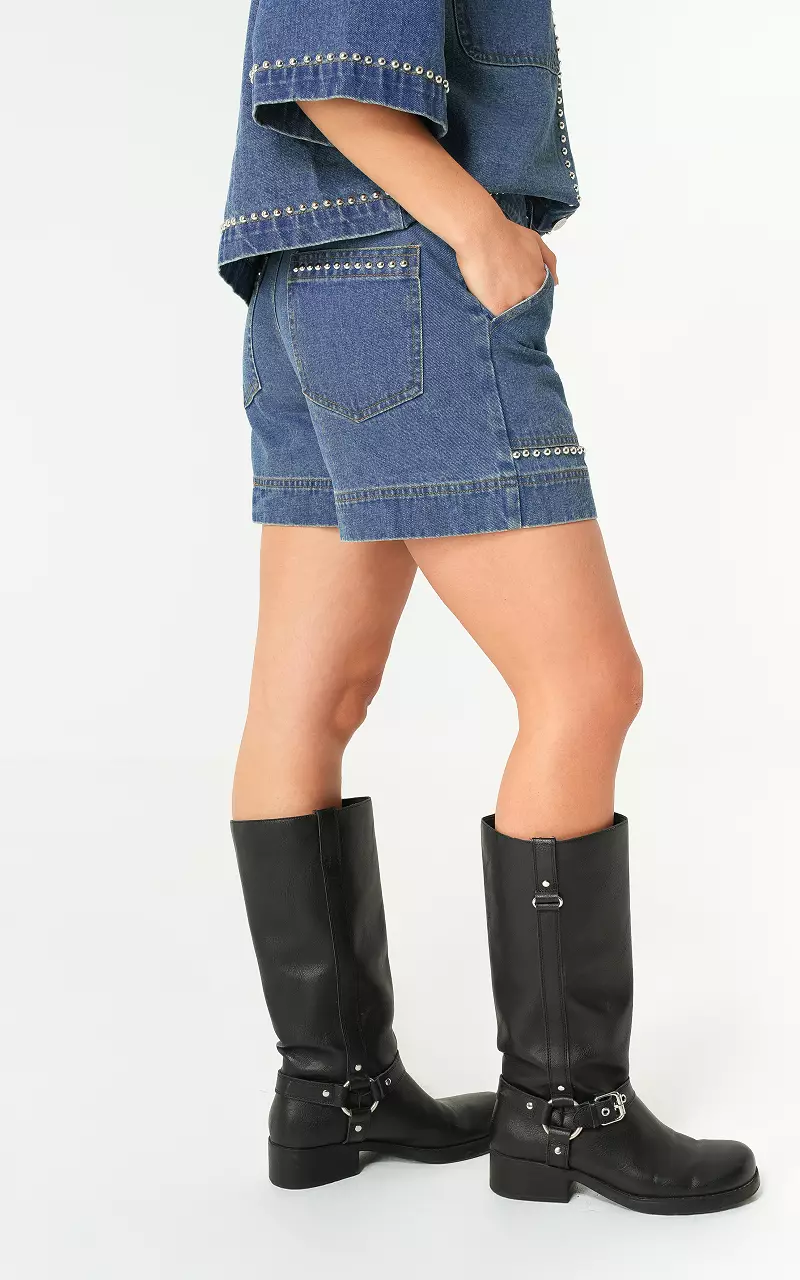 Denim studs shorts Blue
