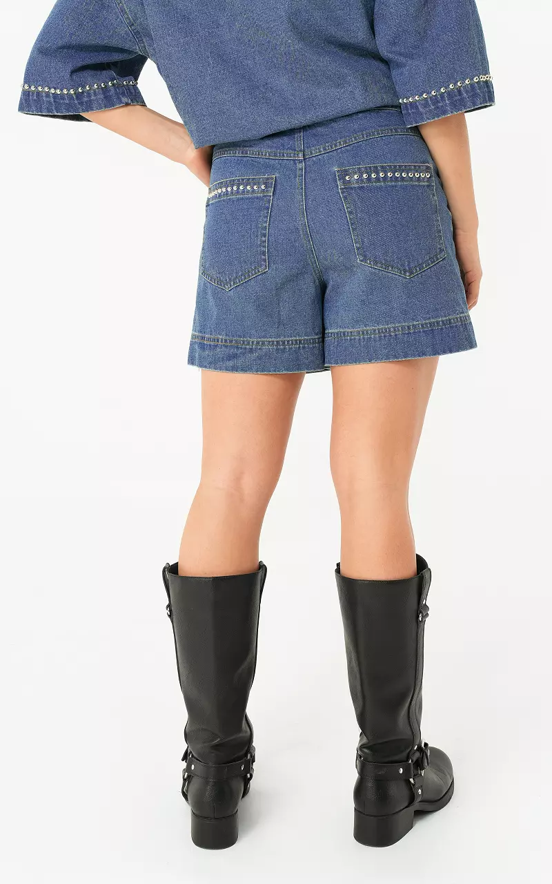 Denim studs shorts Blue