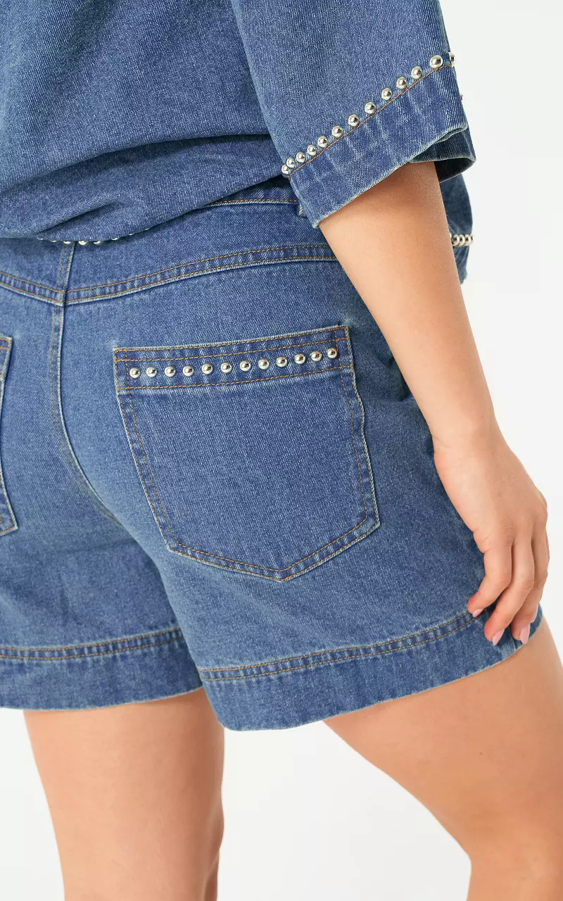Denim studs shorts Blue