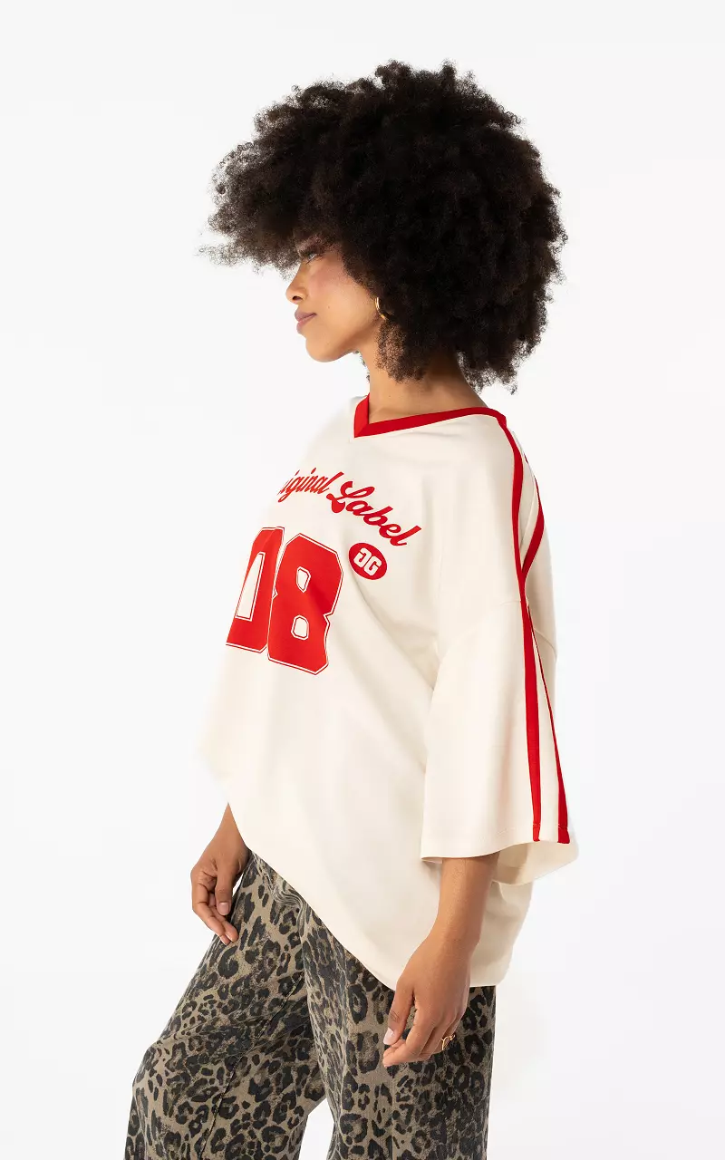 Soft sporty tee Wit Rood