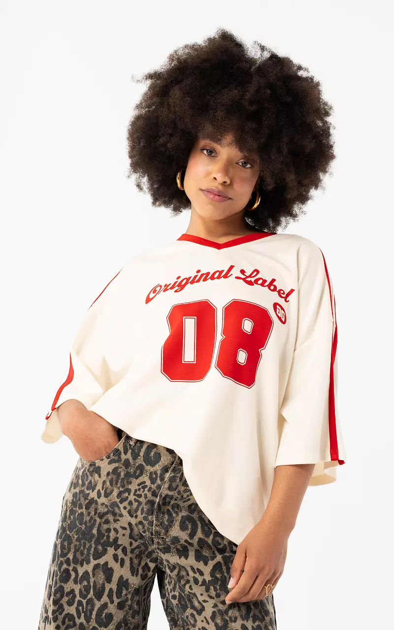 Soft sporty tee Wit Rood