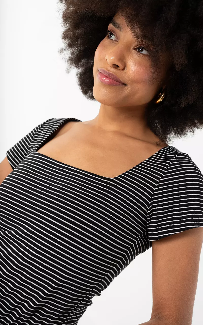 Striped top Black White