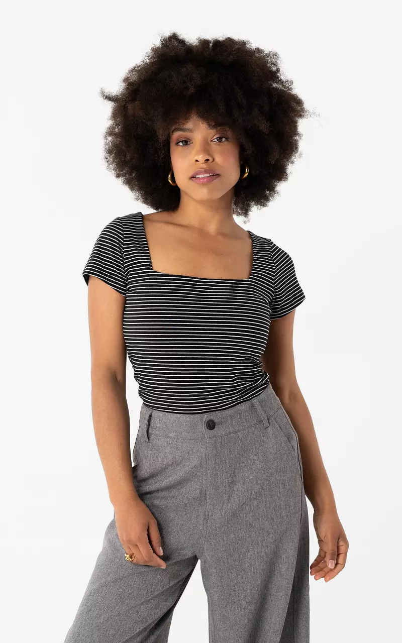 Striped top Black White
