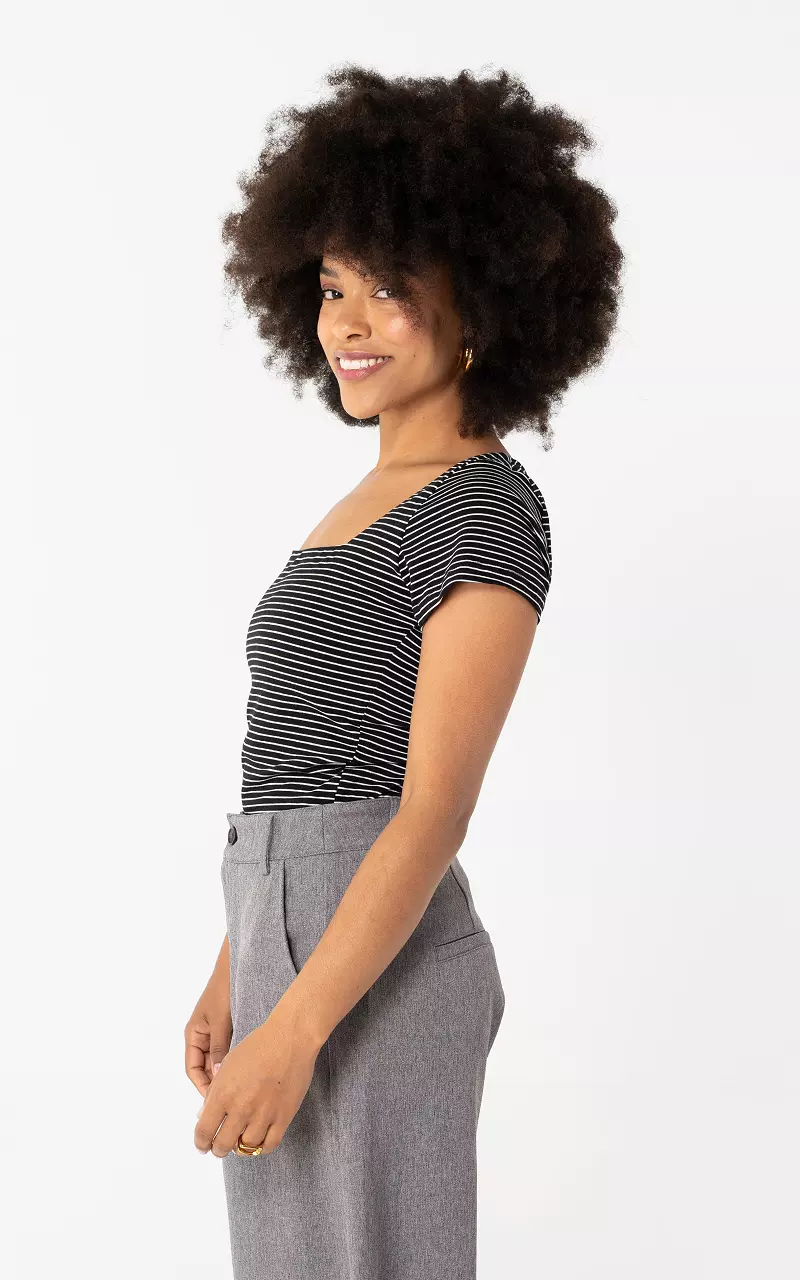 Striped top Black White