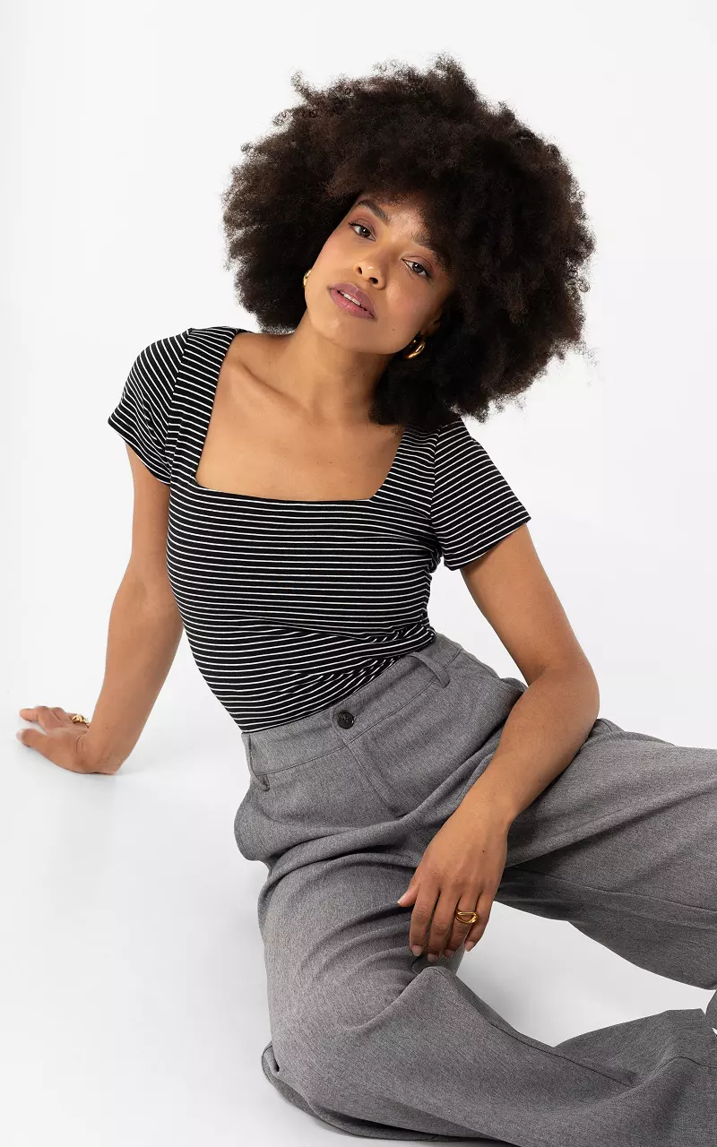 Striped top Black White