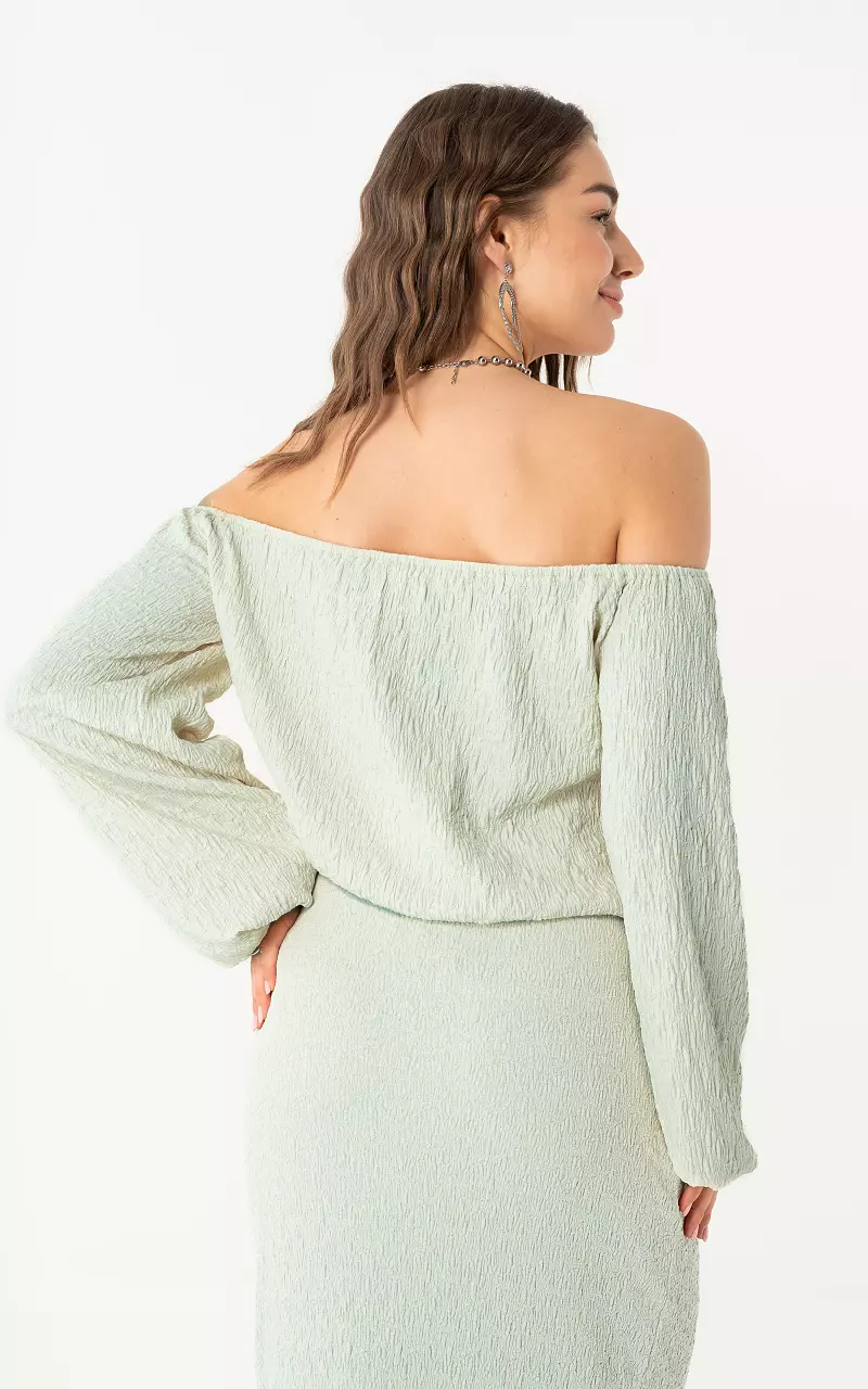 Off-Shoulder Top Hellgrün