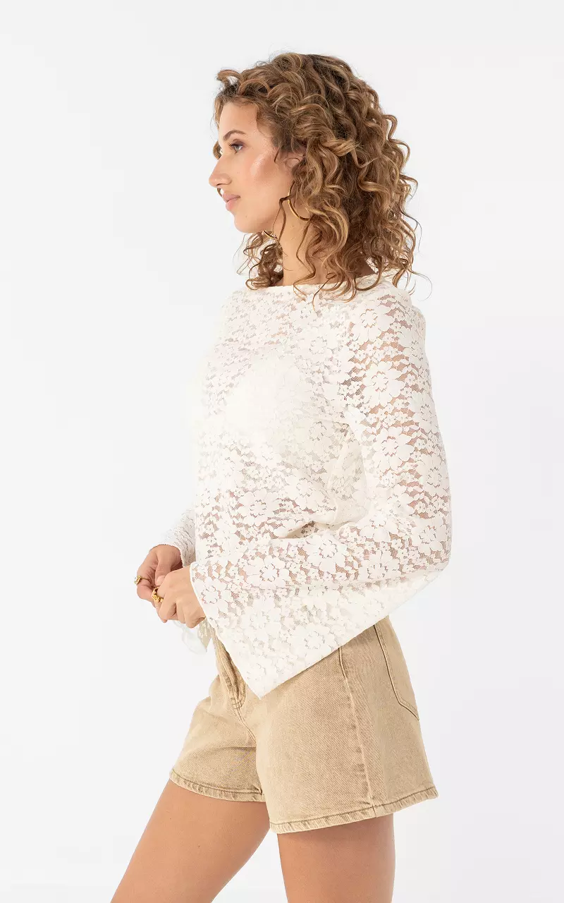 Kanten top Creme