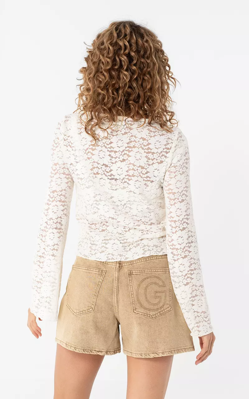 Kanten top Creme