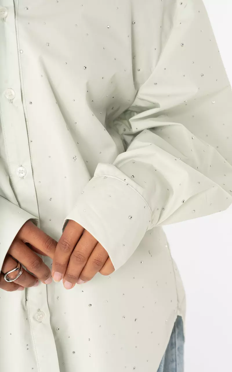 Blouse with rhinestones Light Green