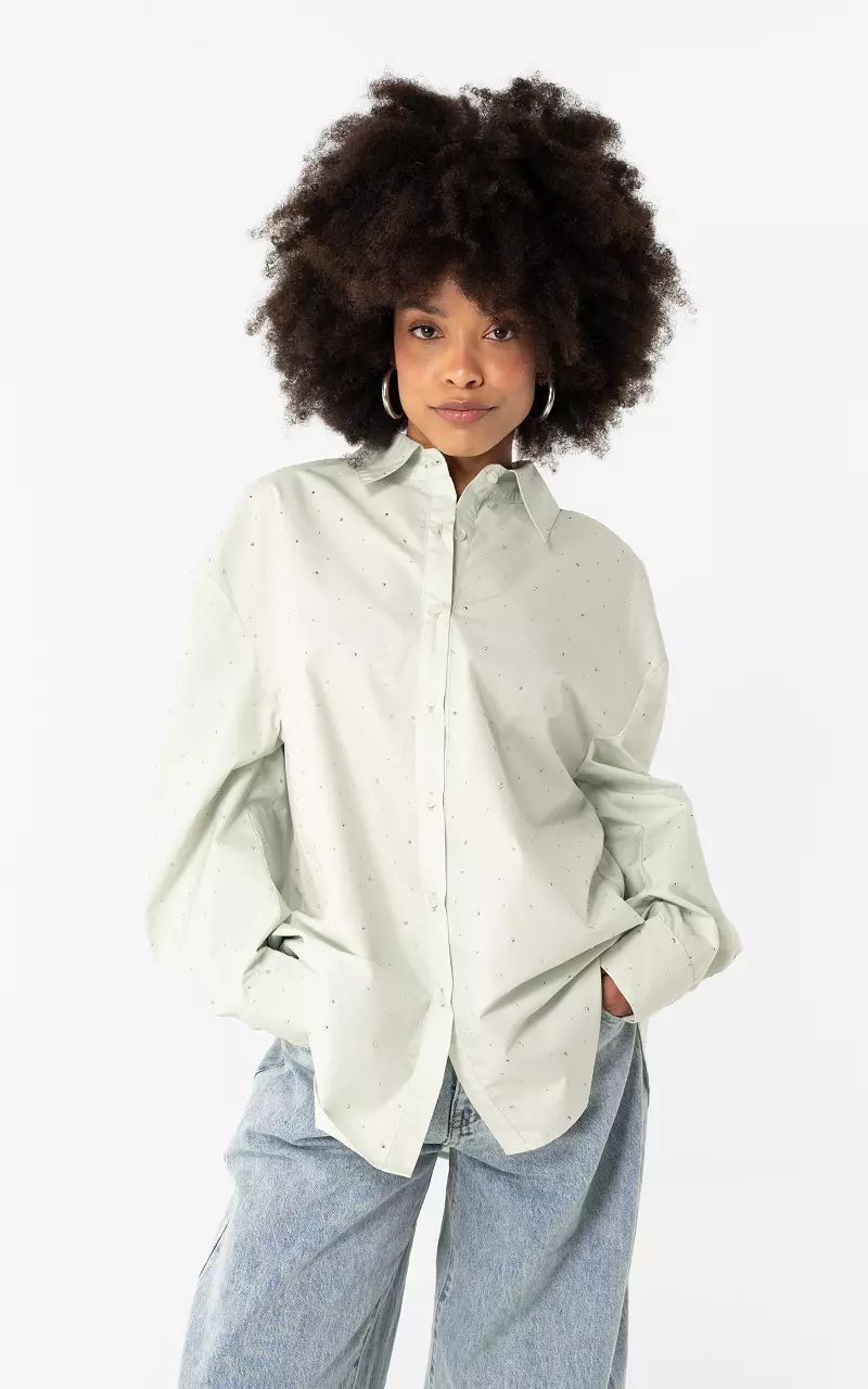 Blouse with rhinestones Light Green