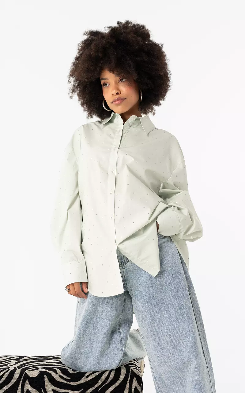 Blouse with rhinestones Light Green