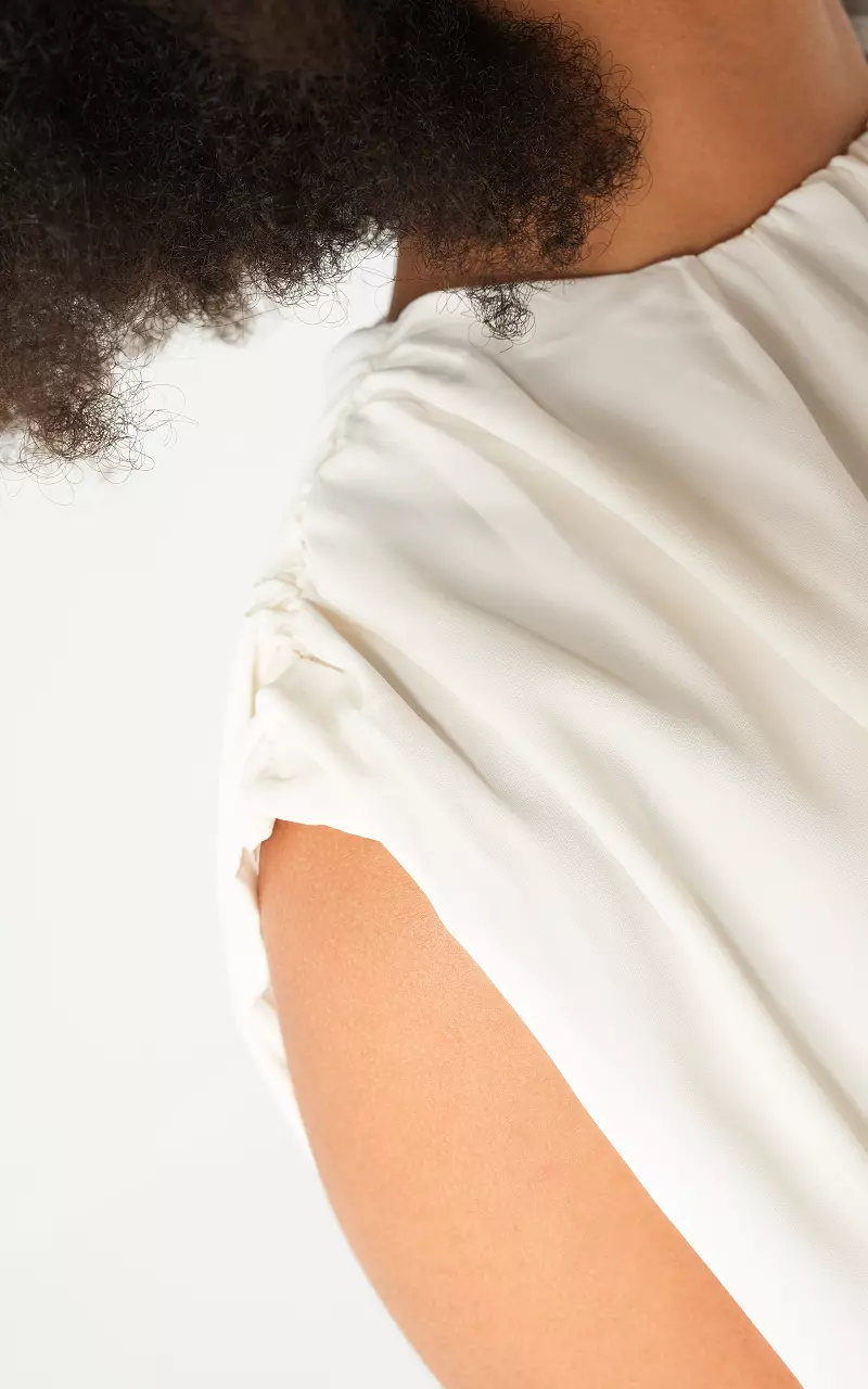 Geplooide top Creme