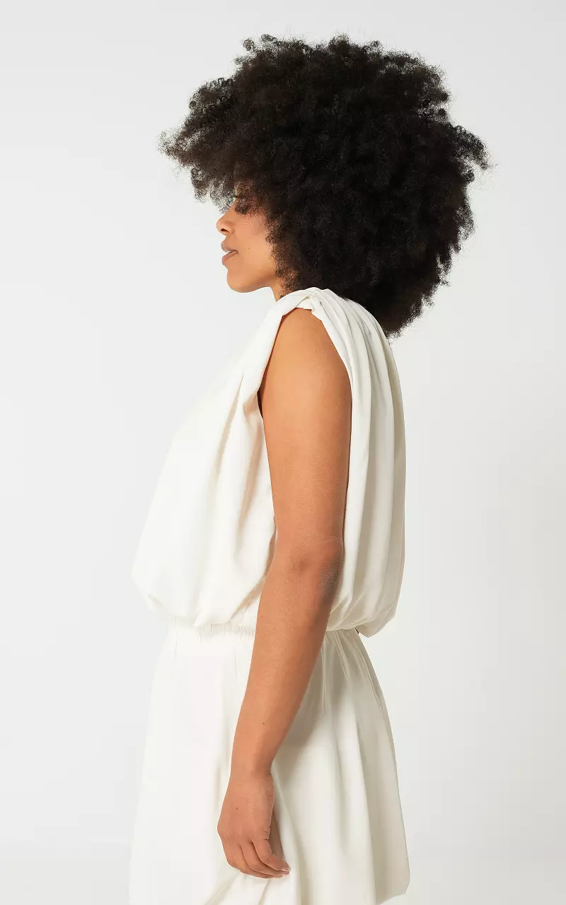 Geplooide top Creme