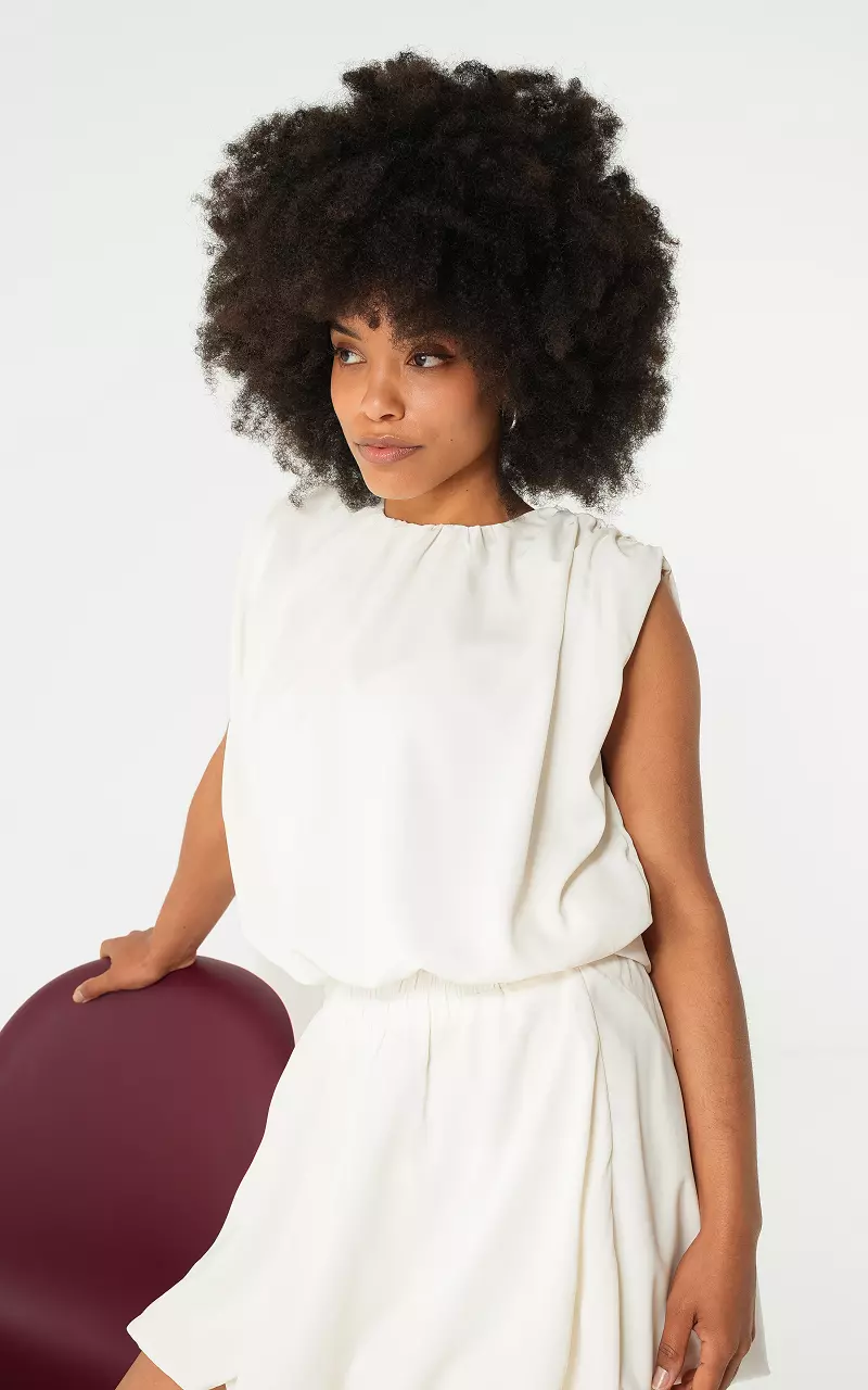 Geplooide top Creme