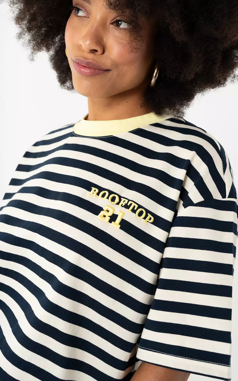 Gestreept shirt Donkerblauw Creme