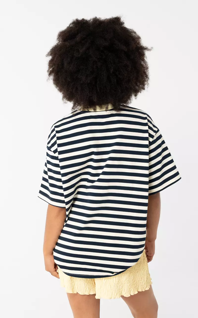 Gestreept shirt Donkerblauw Creme