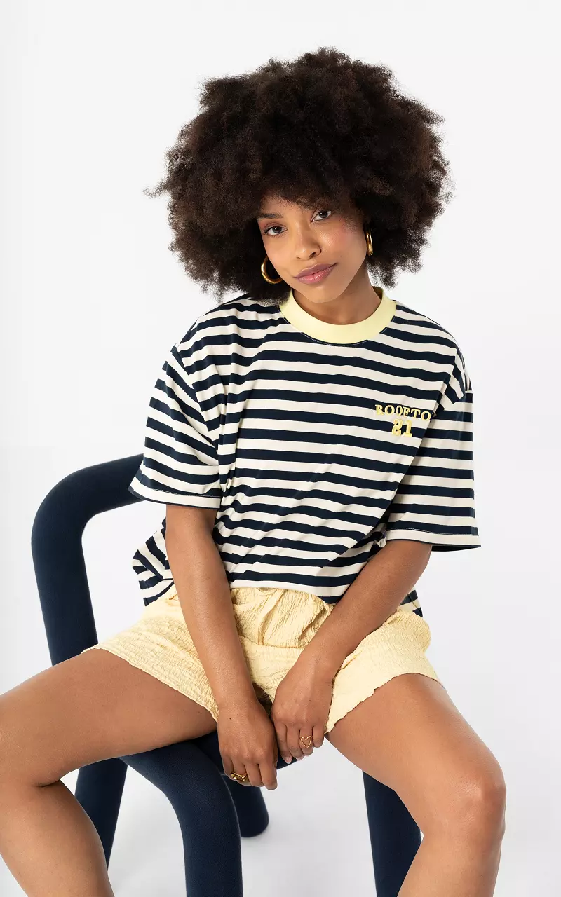 Gestreept shirt Donkerblauw Creme