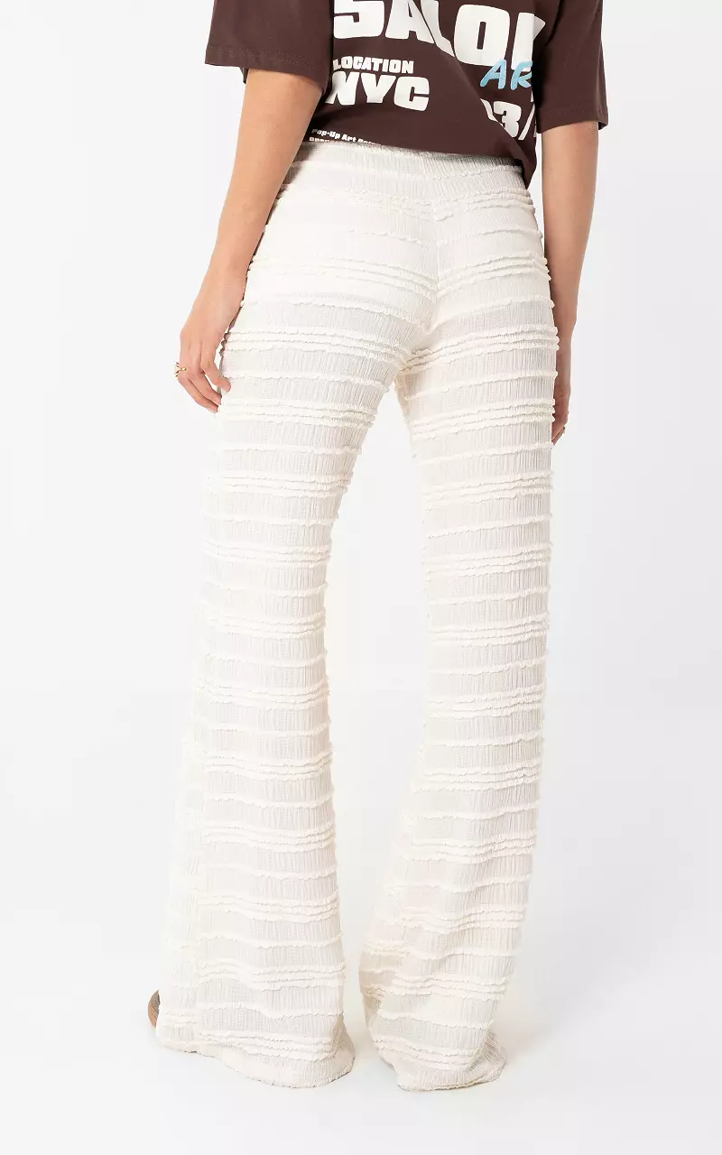 Stretch ruffle broek Creme