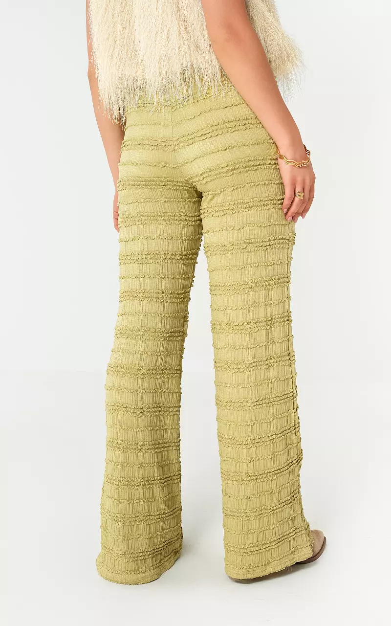 Stretch ruffle broek Groen