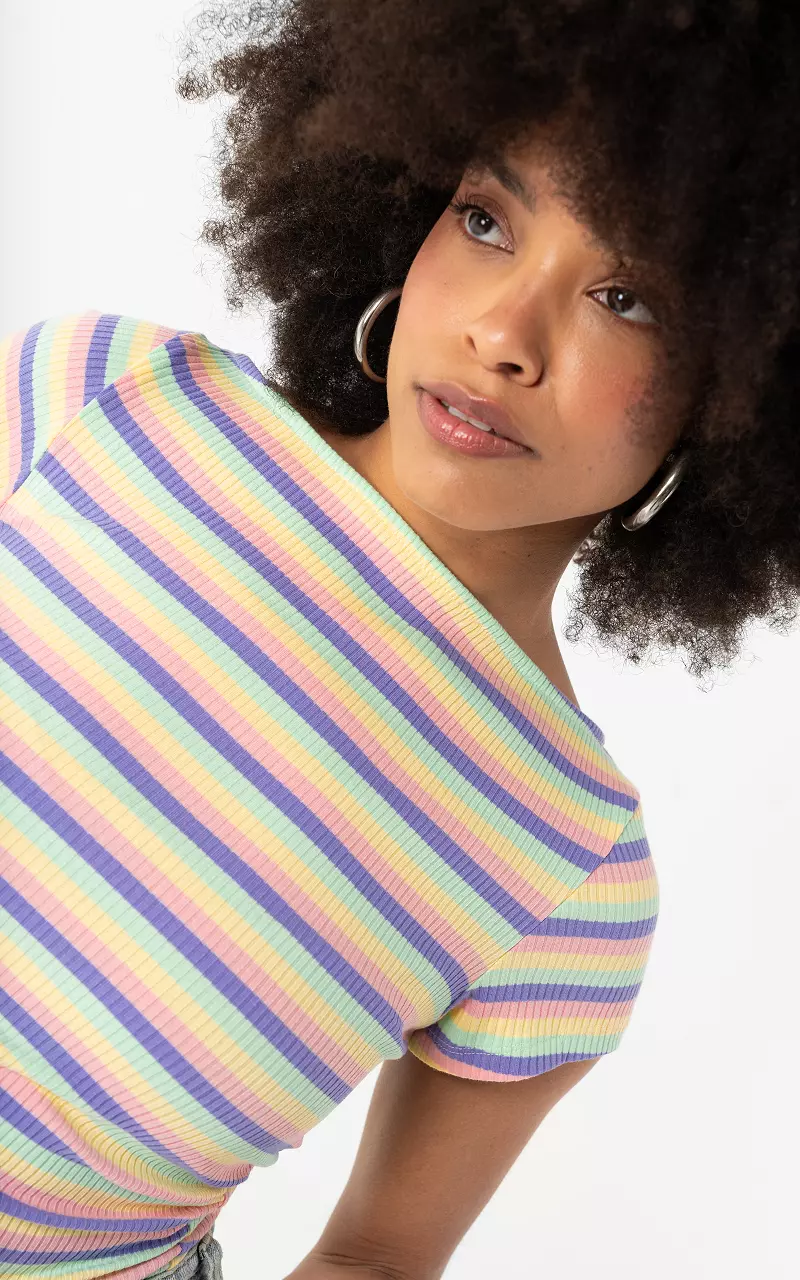 Striped short sleeve Pink Yellow