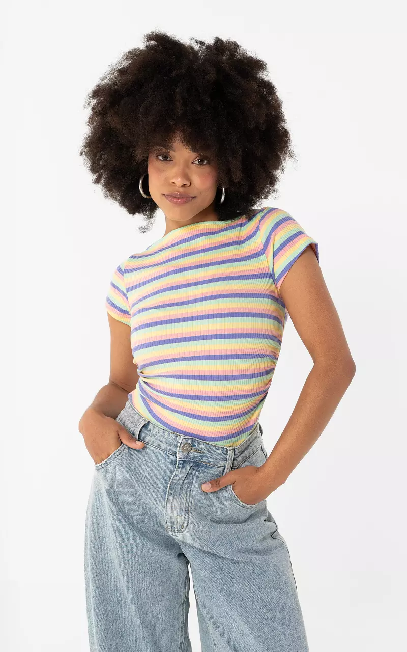 Striped short sleeve Pink Yellow