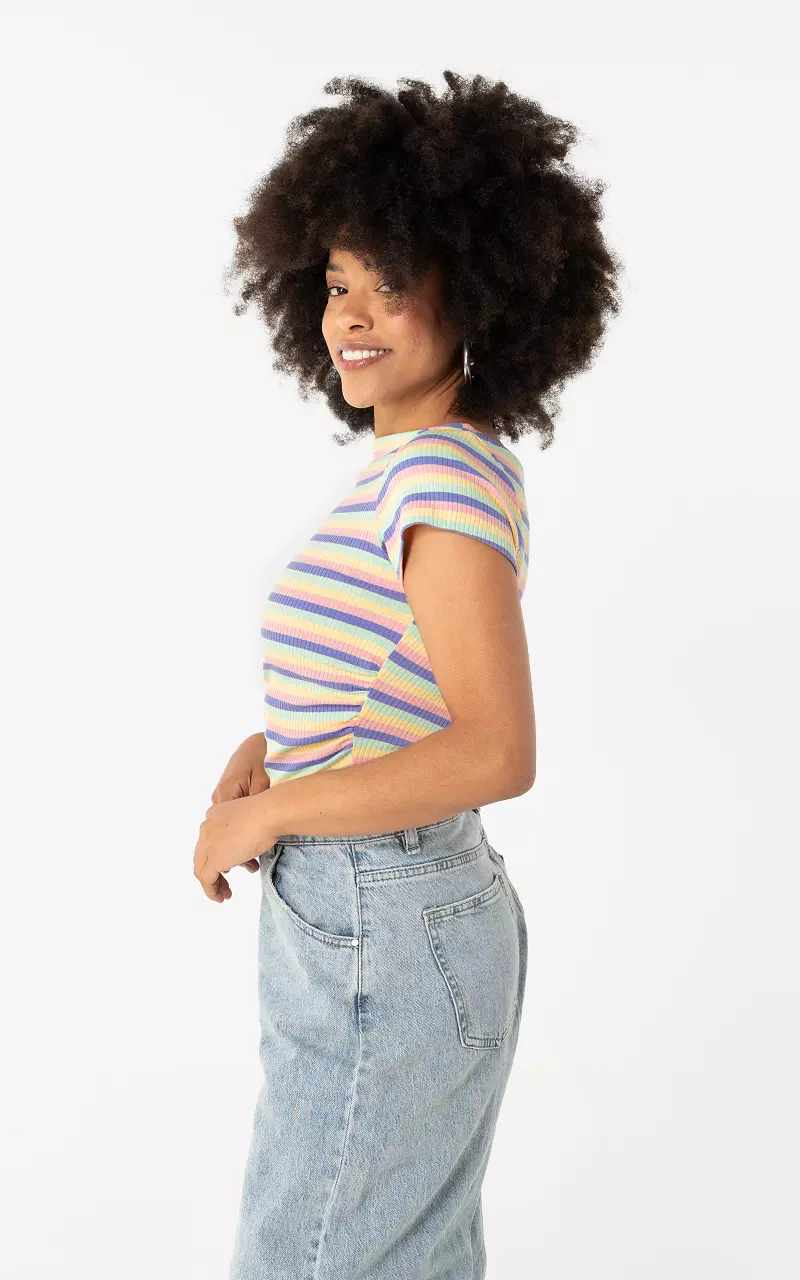 Striped short sleeve Pink Yellow