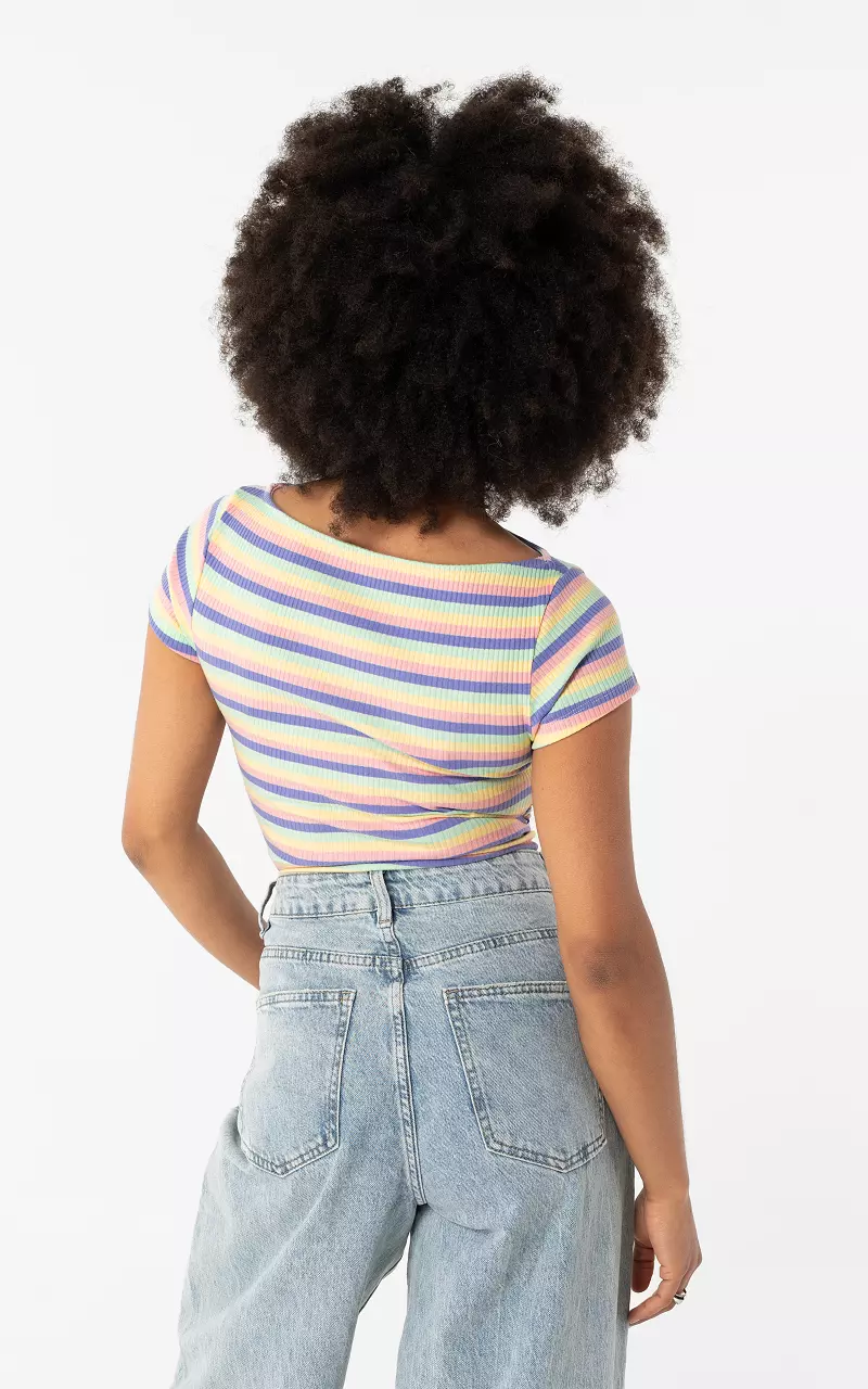 Striped short sleeve Pink Yellow