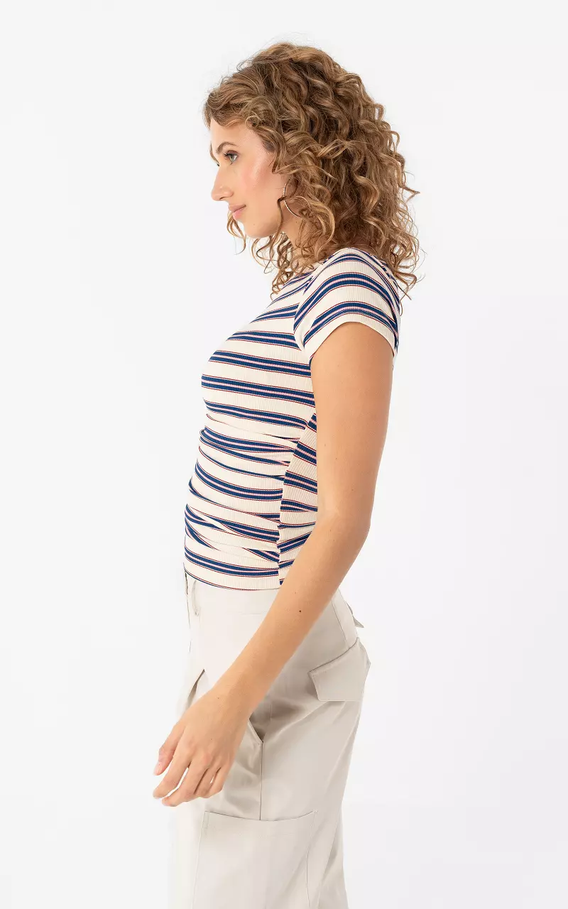 Striped short sleeve Cream Blue