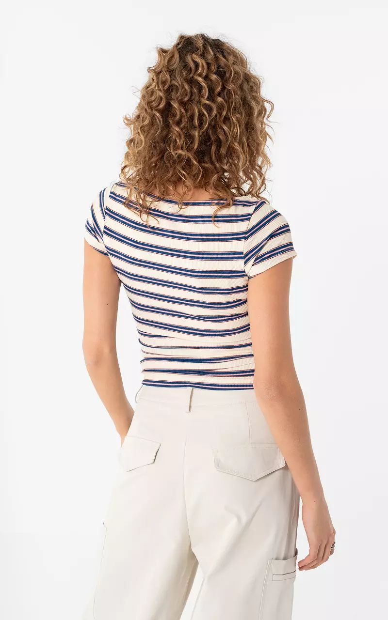 Striped short sleeve Cream Blue