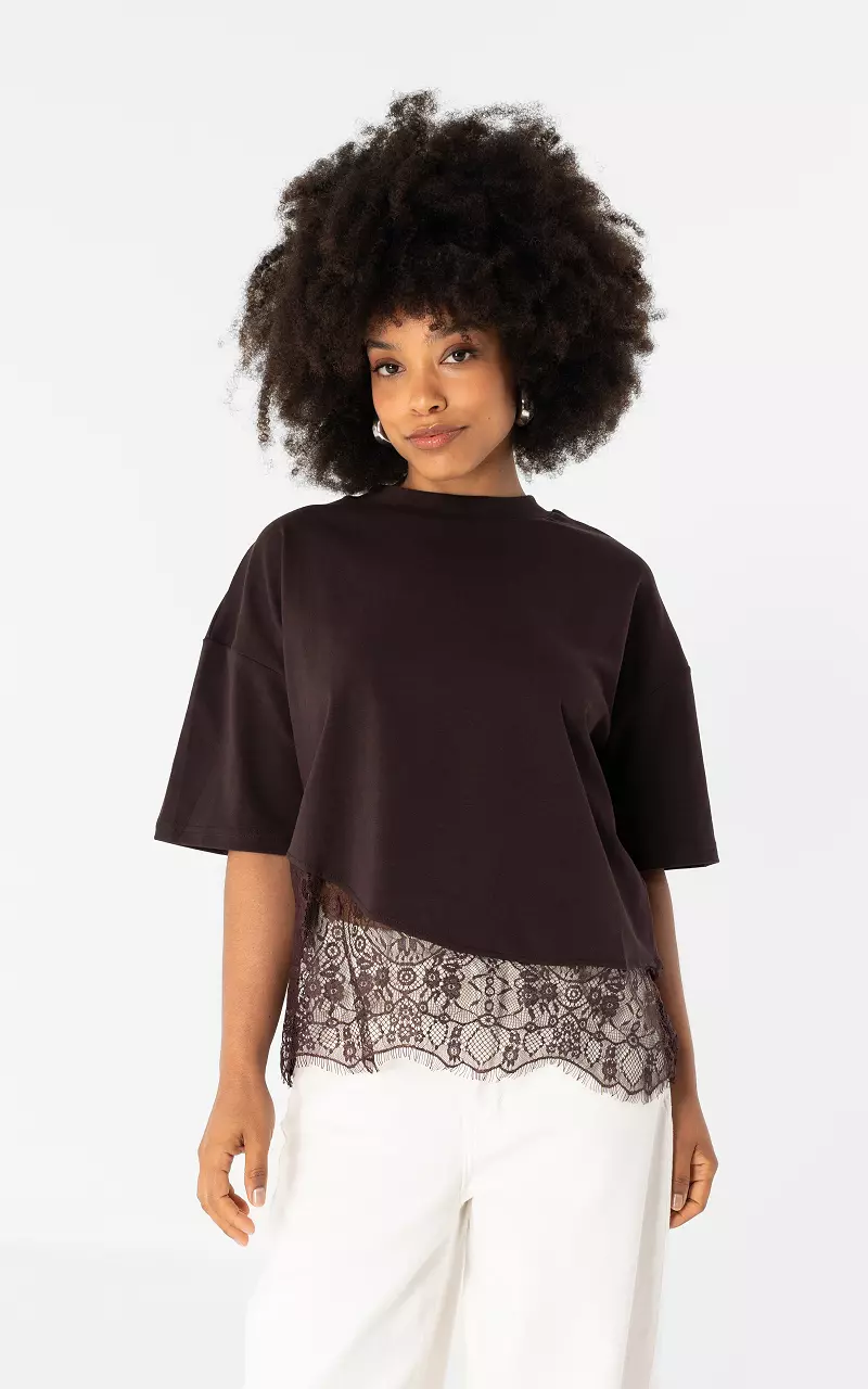 Shirt mit Spitze Dunkellila