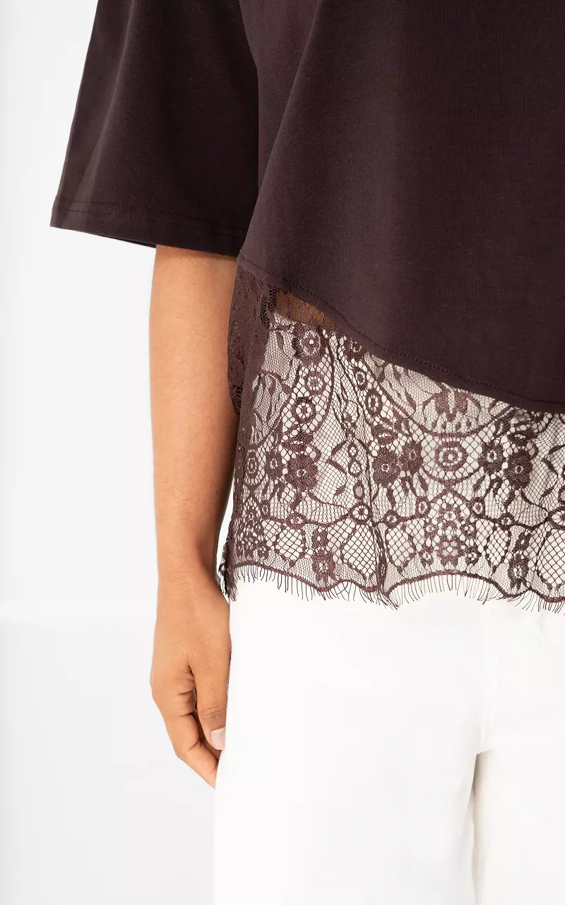 Shirt mit Spitze Dunkellila