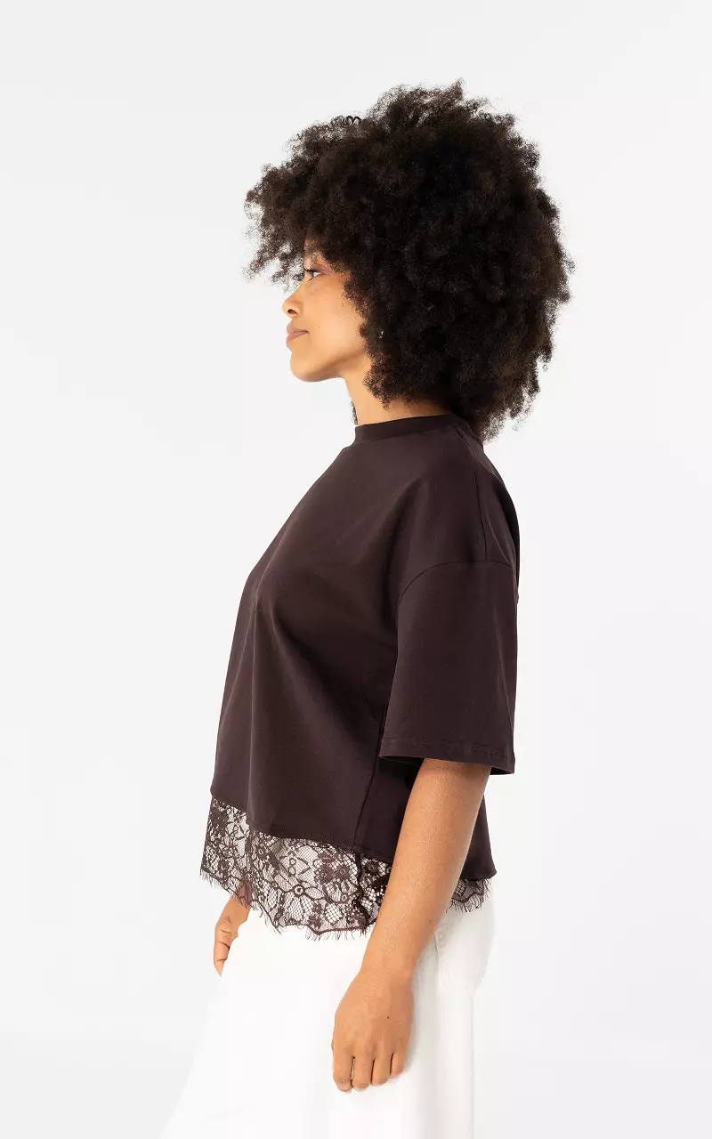 Shirt mit Spitze Dunkellila