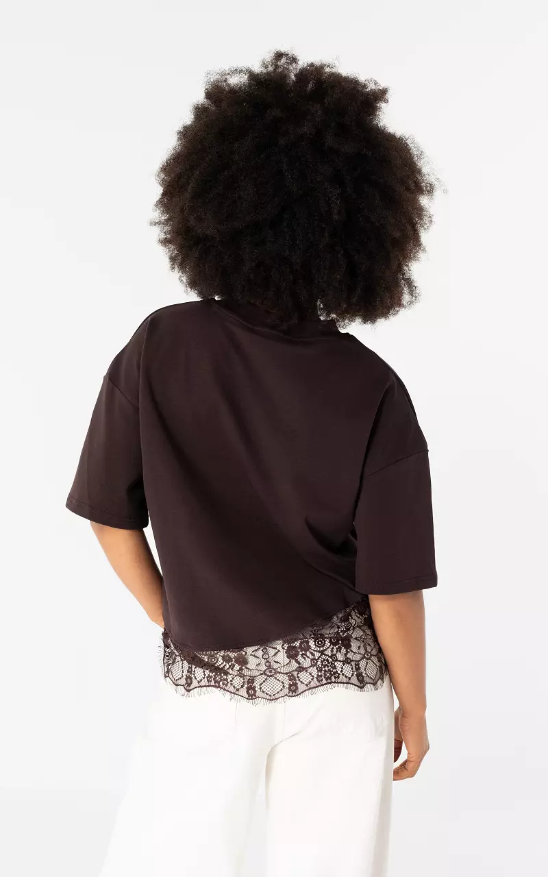 Shirt mit Spitze Dunkellila