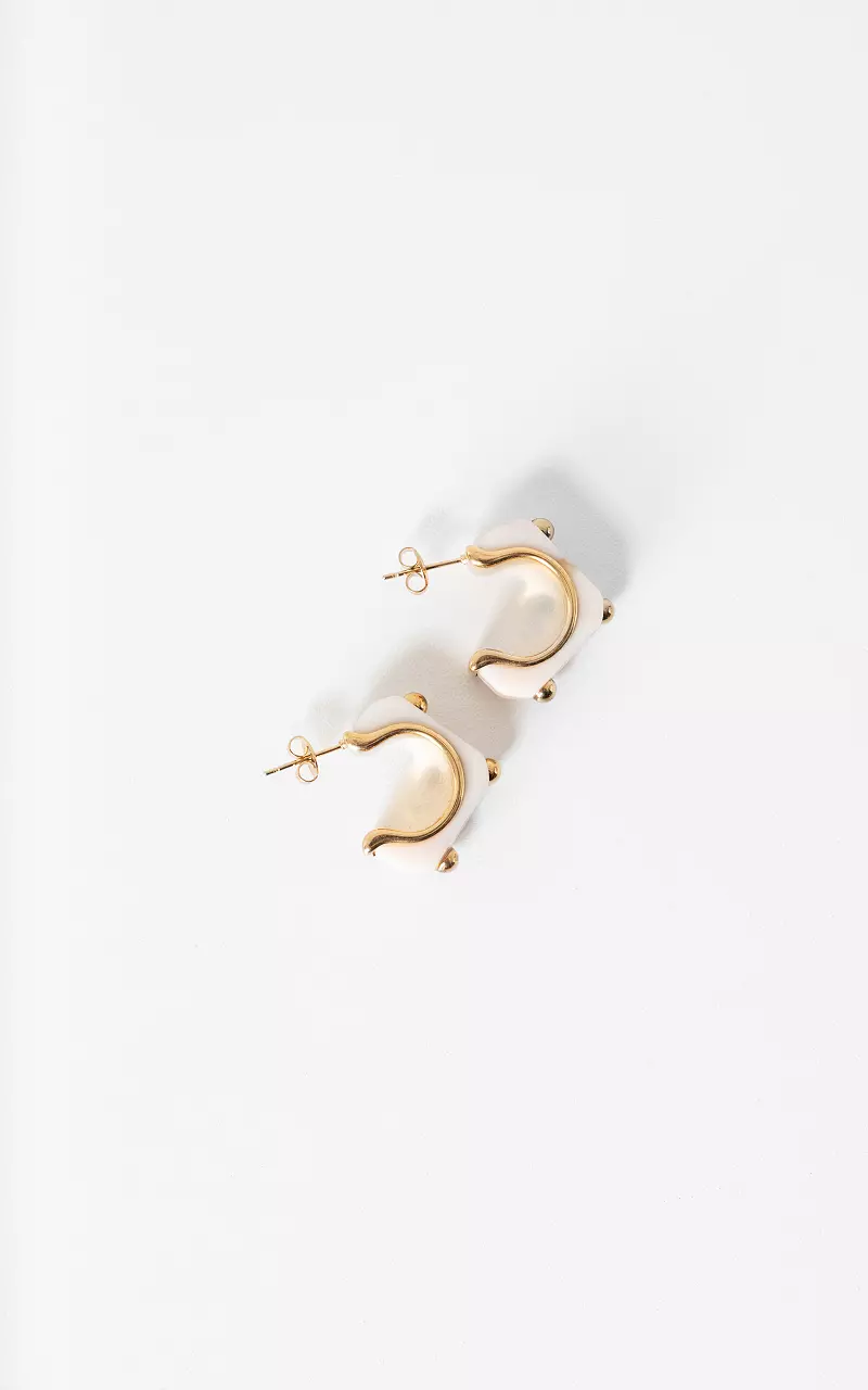 Oorbellen met studs Goud Beige