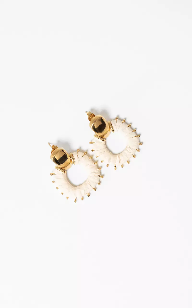 Stud Earrings Gold Beige