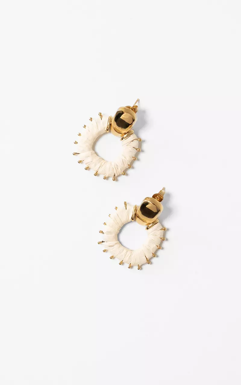 Stud Earrings Gold Beige