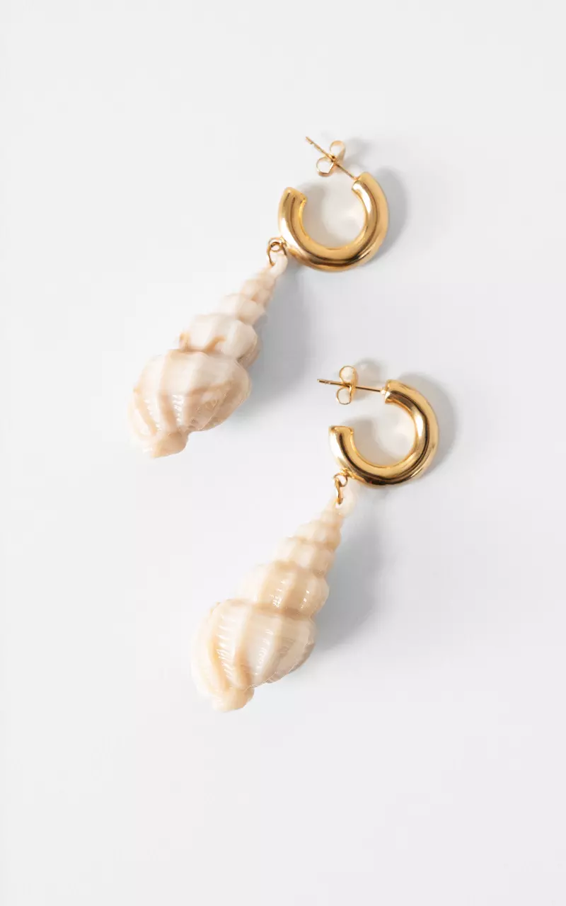 Oorbellen met schelp Goud Beige