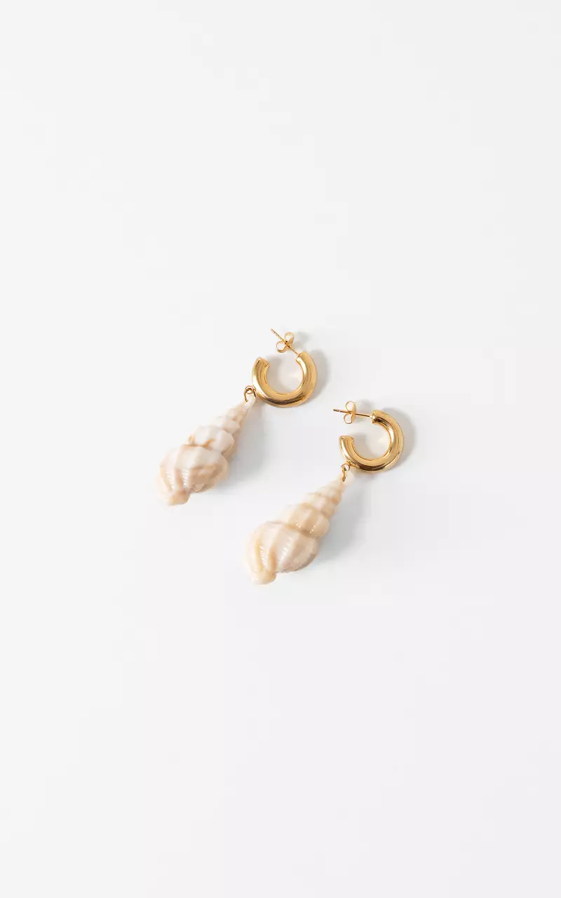 Shell earrings Gold Beige
