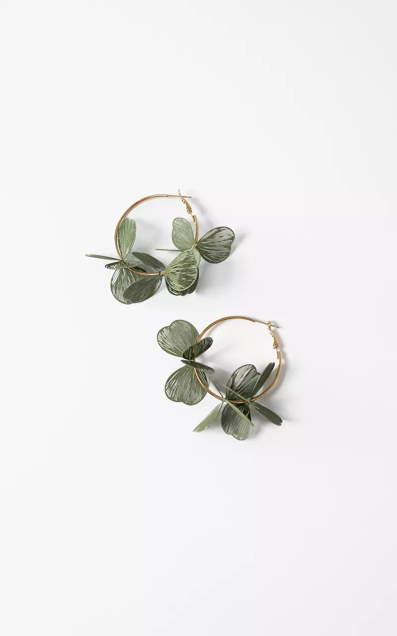 Creolen met bloem Groen